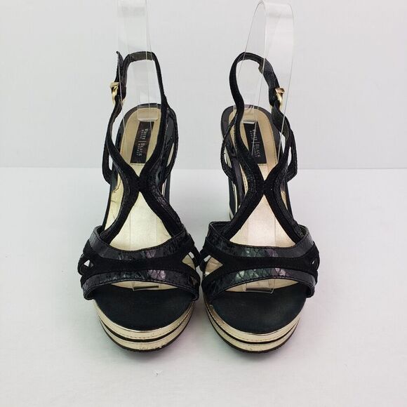 White House Black Market Womens Size 8.5 Renee Retro Vintage Wedge Sandals Shoes - Picture 6 of 12